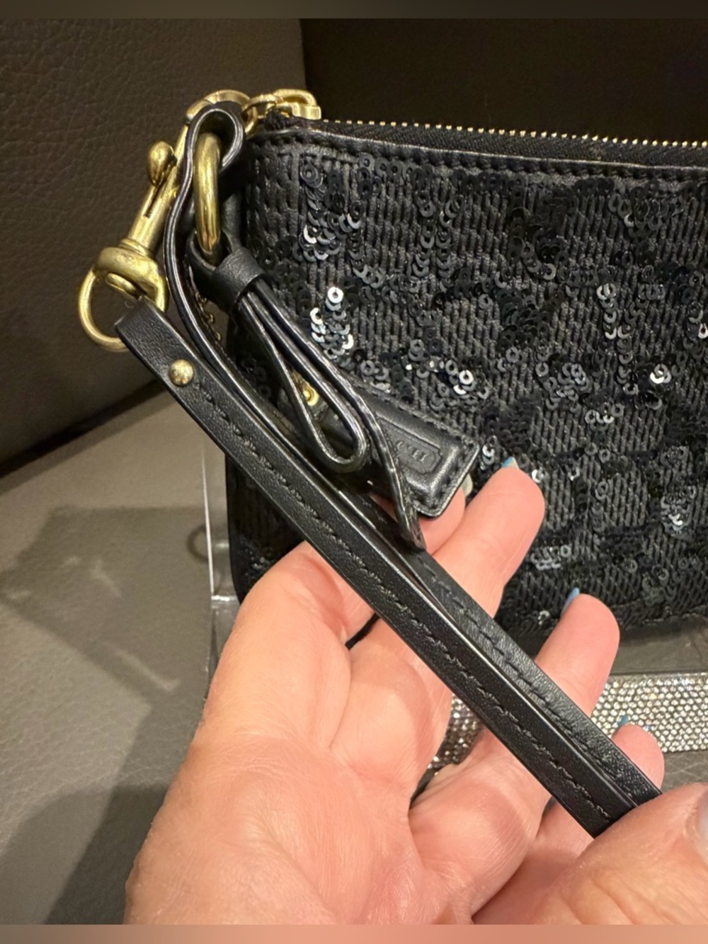 Coach Poppy Signature C Sequin Wristlet - Gem